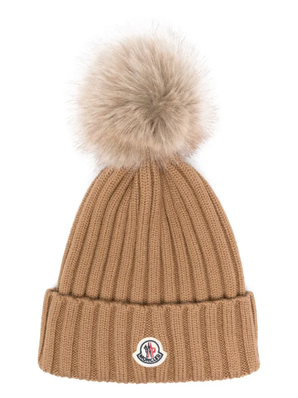 Moncler Pompom Beanie Brown FARFETCH IN