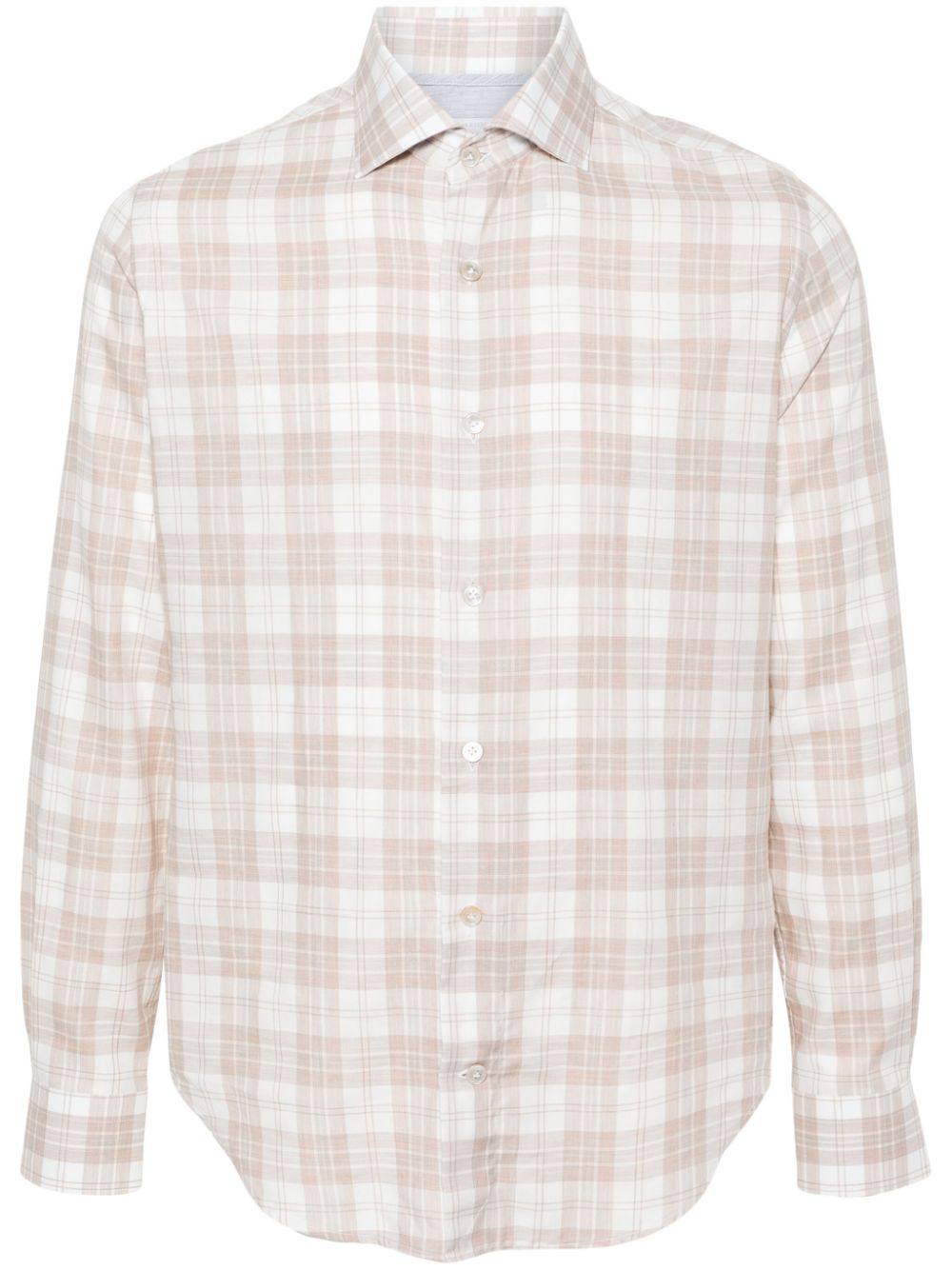 Shop Eleventy Check-pattern Shirt In 中性色