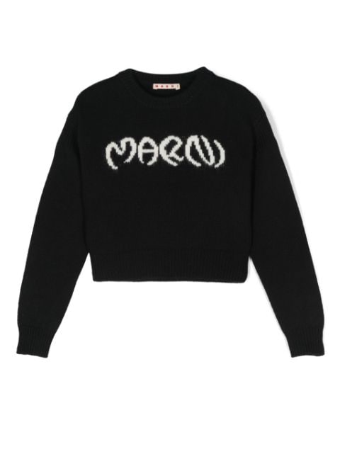 Marni Kids logo-intarsia sweater