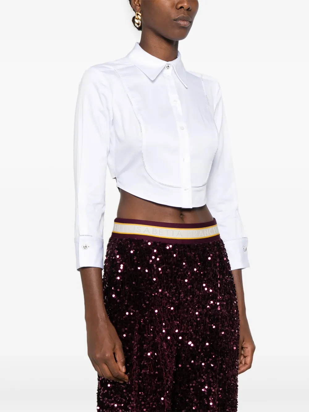 Elisabetta Franchi Top Cropped EFTO008.0 Con Logo