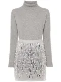 Elisabetta Franchi embroidered roll-neck dress - Grey