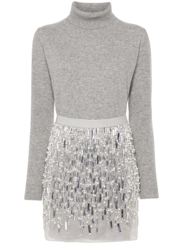 Elisabetta Franchi Wool Mini Dress Set Grey FARFETCH AE