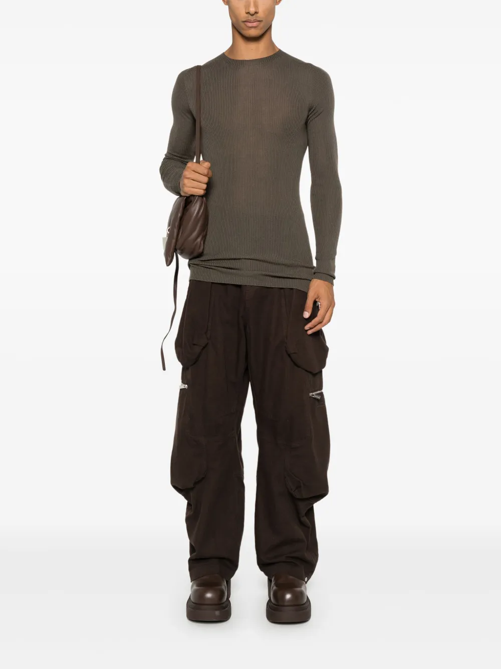 Rick Owens ribbed round neck sweater - Bruin