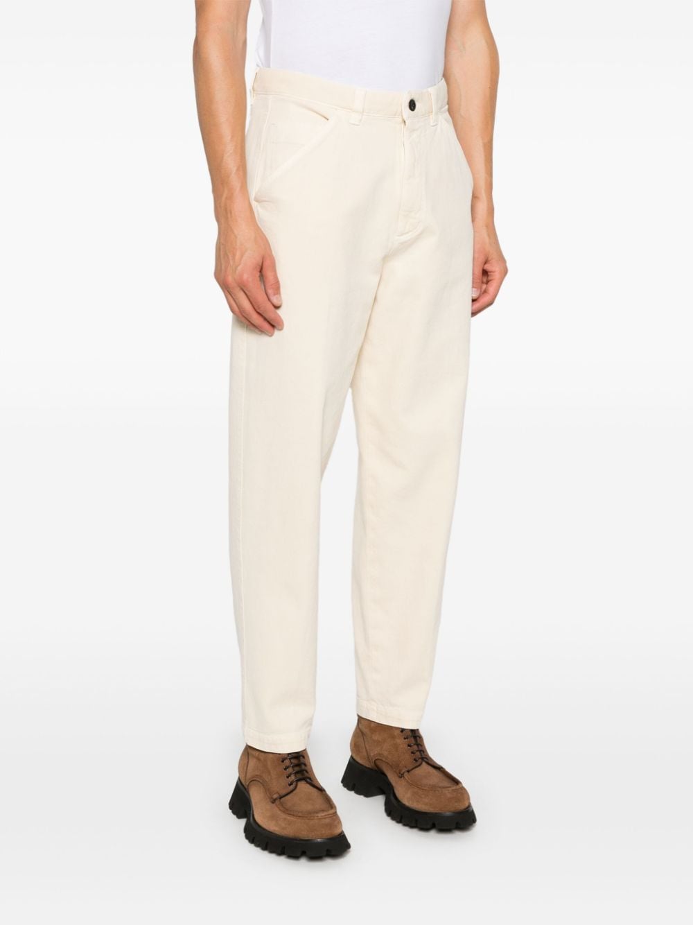 Shop Incotex Logo-embroidered Trousers In 中性色