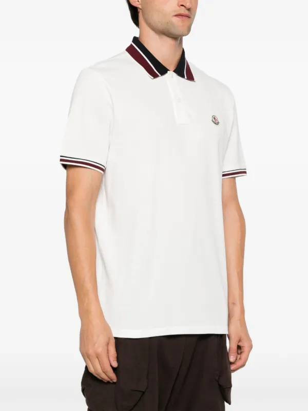 ポロシャツ MONCLER Logo Embroidered Short-Sleeved Polo Shirt White Moncler Chest Logo Polo Short Sleeved White
