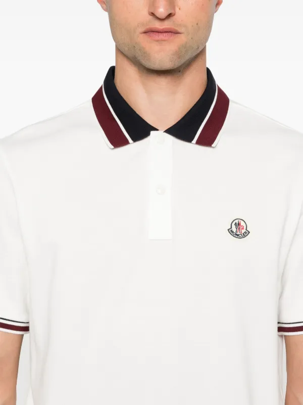 ポロシャツ MONCLER Logo Embroidered Short-Sleeved Polo Shirt White MONCLER Logo Embroidered Short-Sleeved Polo Shirt White