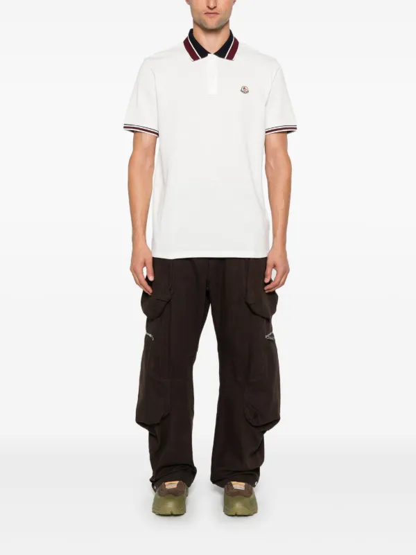 ポロシャツ MONCLER Logo Embroidered Short-Sleeved Polo Shirt White MONCLER Logo Embroidered Short-Sleeved Polo Shirt White