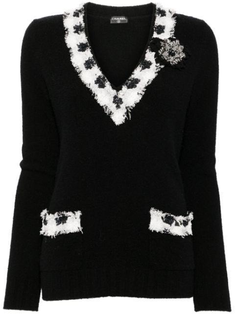 HOT SALE CHANEL 2005 contrasting knitted top Women