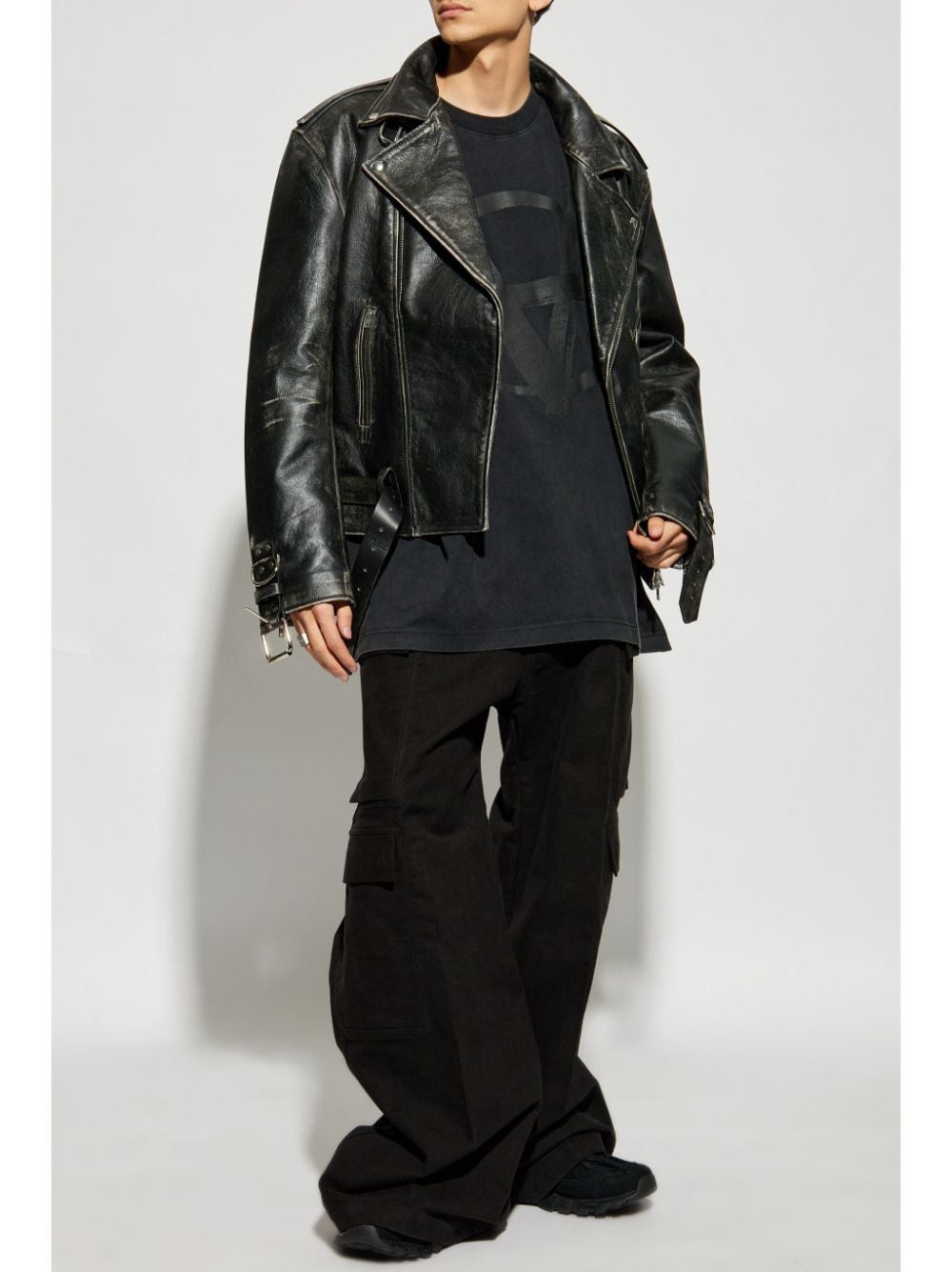 VETEMENTS burnished-leather jacket - Zwart