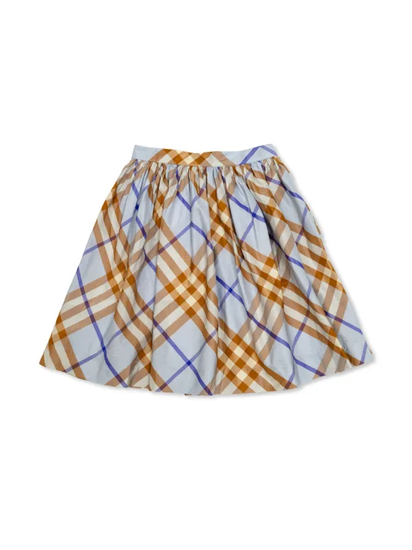 Burberry Kids チェック プリーツスカート | ブルー | FARFETCH JP