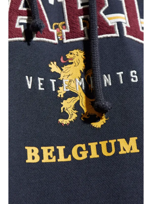 VETEMENTS logo-embroidered Hoodie | Blue | FARFETCH