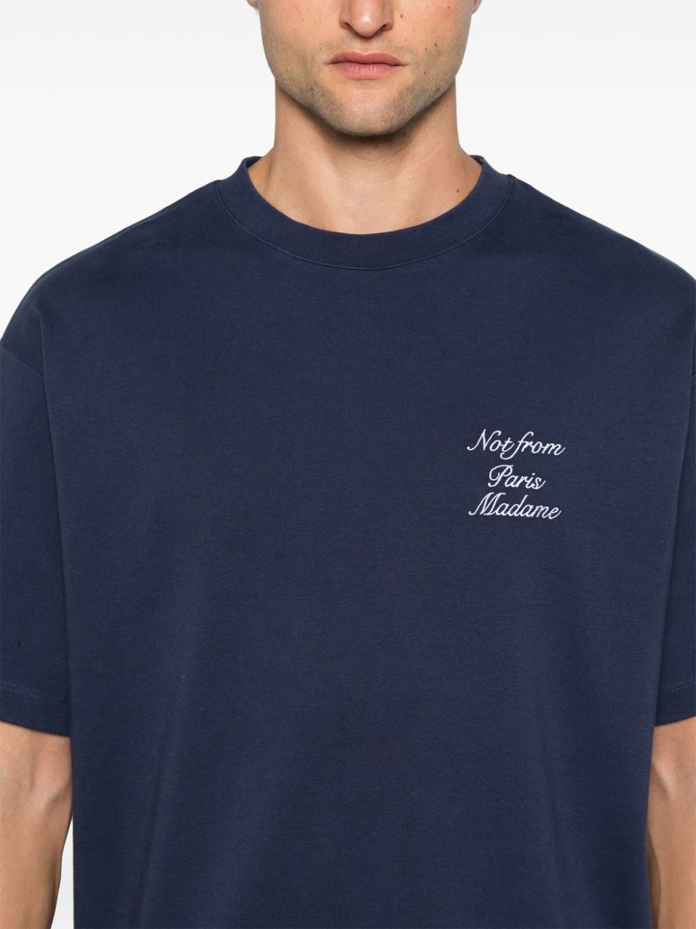 Shop Drôle De Monsieur Le T-shirt Slogan Calligraphy T-shirt In Blue