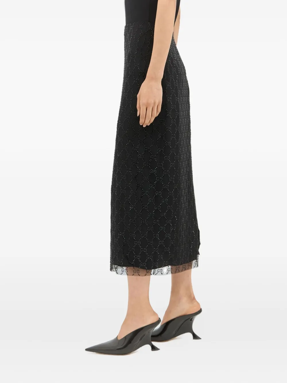 Gucci Tulen rok met kralen - Zwart