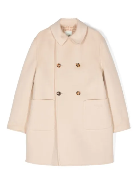 Fendi Kids logo-embroidered peacoat