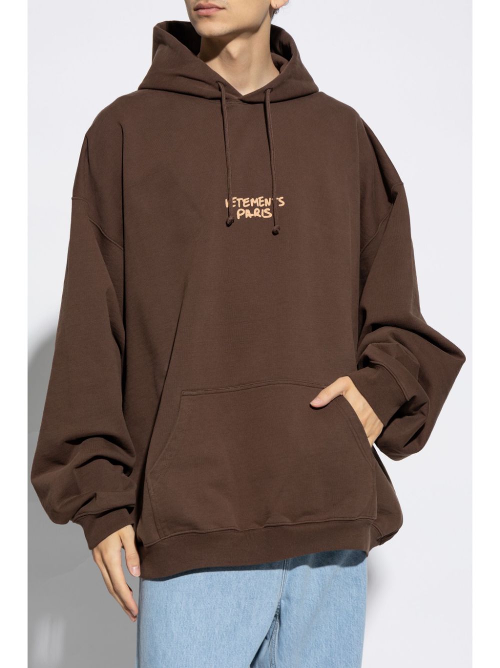 Shop Vetements Logo-print Hoodie In Brown