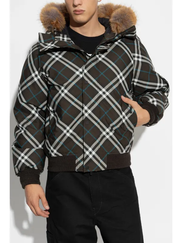 Burberry Piumino Tartan Marrone FARFETCH IT