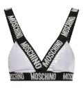 Moschino logo-tape triangle bikini top - Silver