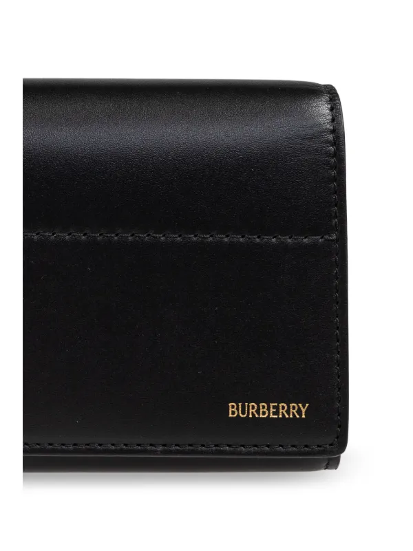 Burberry logo lettering Leather Wallet Black FARFETCH TR