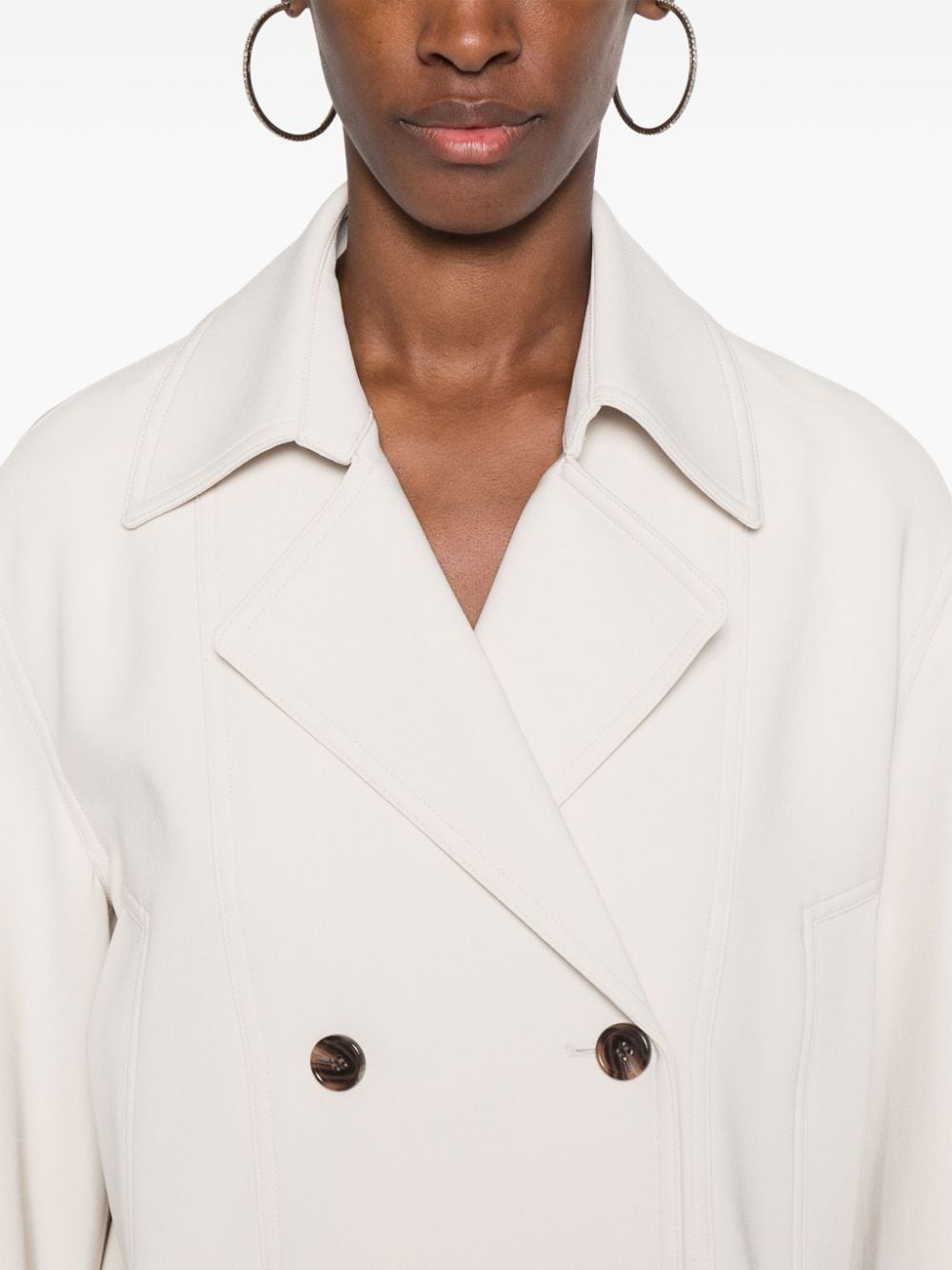 Shop Theory Crepe Cropped Jacket In Neutrals