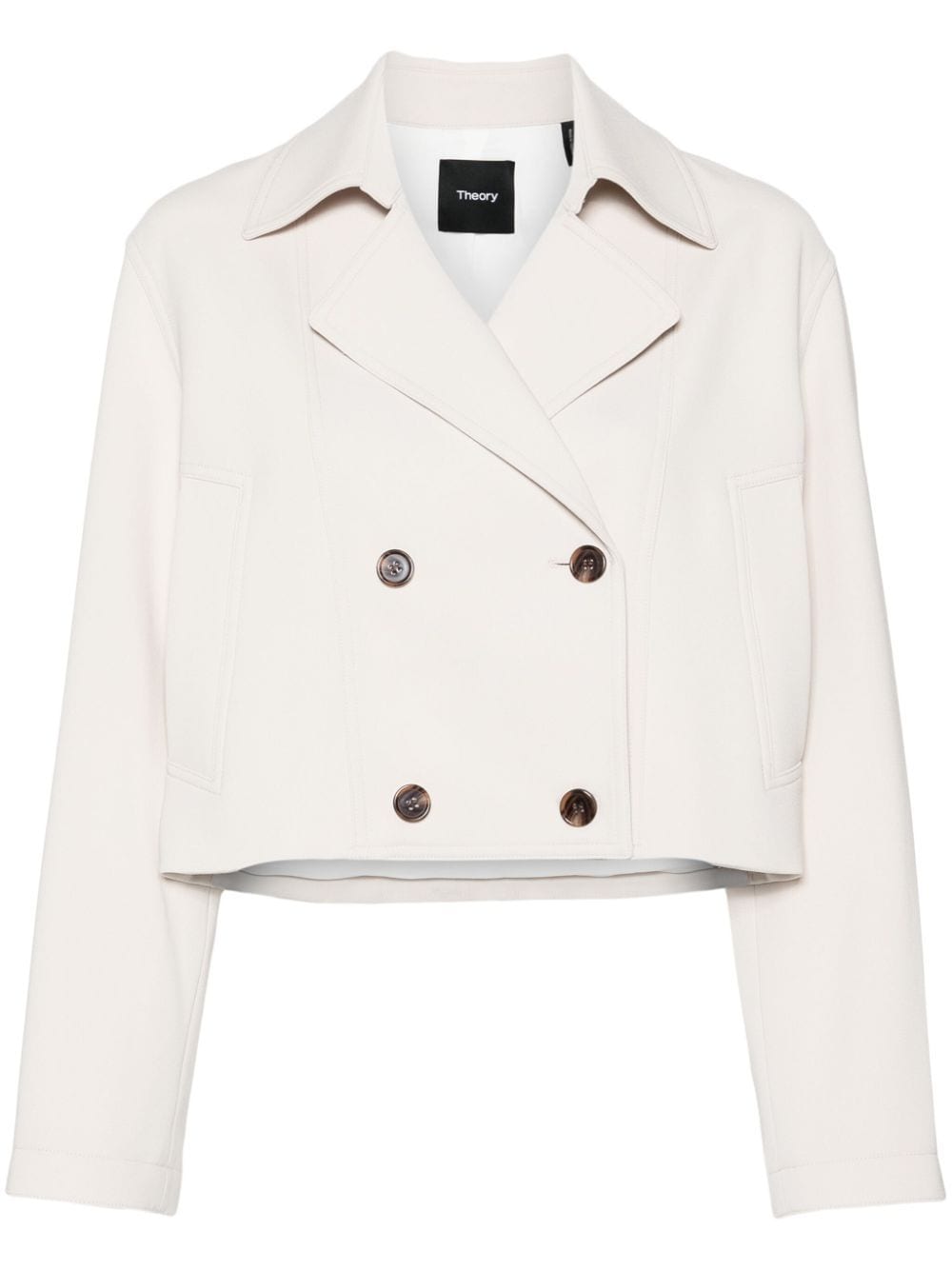 Shop Theory Crepe Cropped Jacket In Neutrals