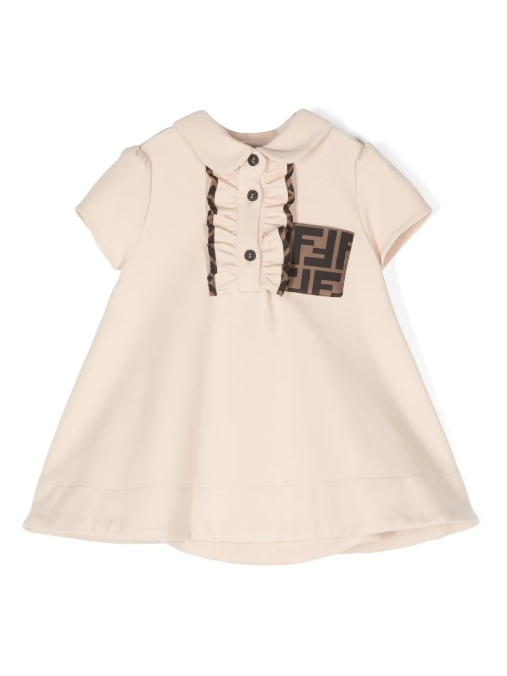 Fendi Kids Milano jurk met stiksel Beige