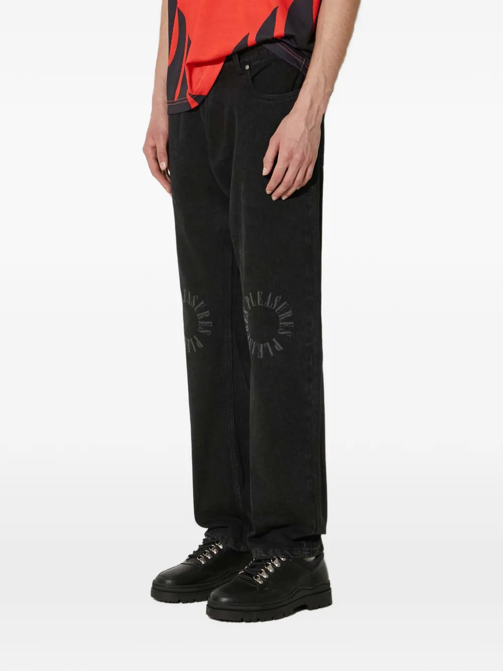  Pleasures Vaqueros Con Logo Estampado - Negro 