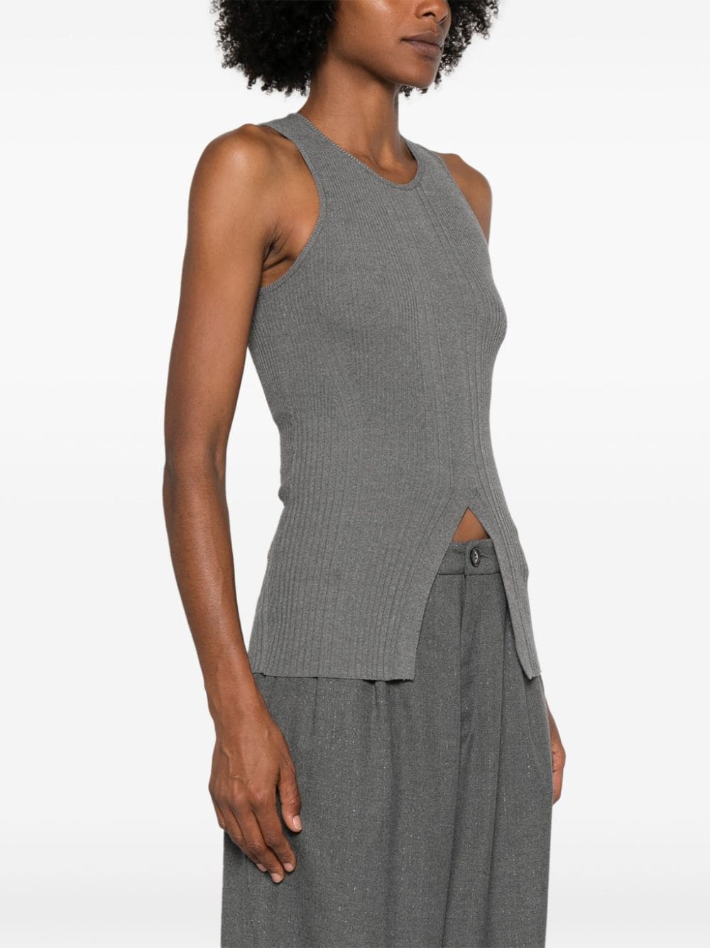 Shop Remain Ribbed-knit Tank Top In Grey