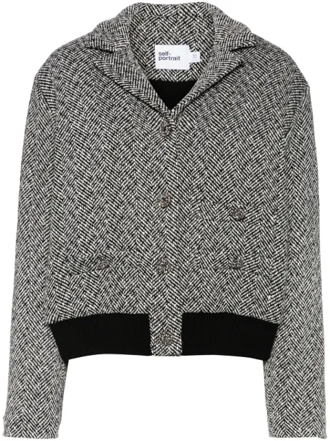 Self-Portrait herringbone bomber jacket