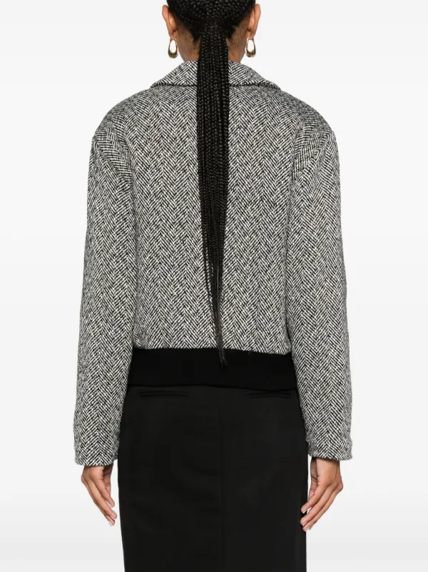 関税送料込Self-Portrait Herringbone Bomber Jacket Black Herringbone Bomber Jacket – self-portrait