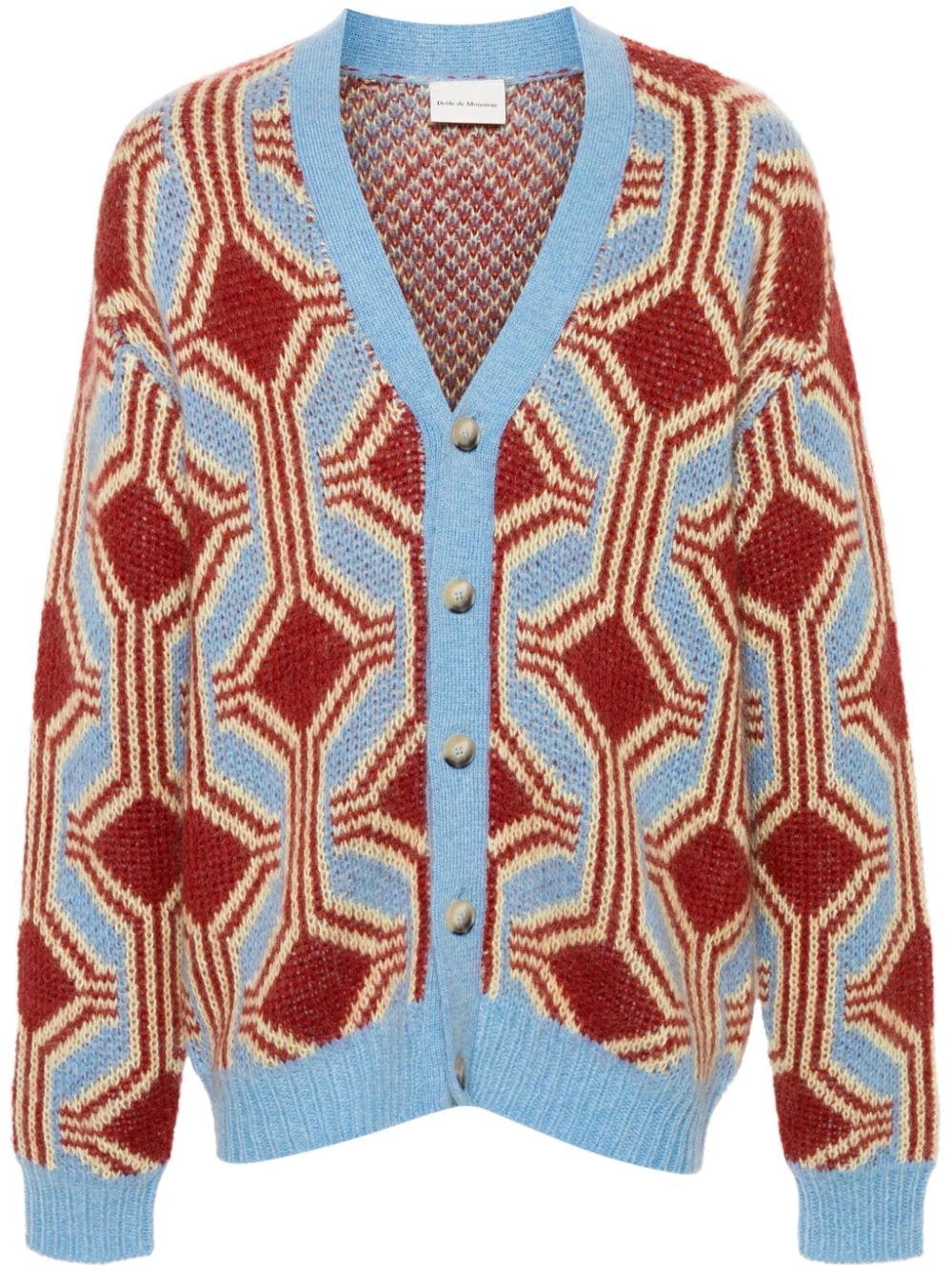 Drôle De Monsieur Le Cardigan Mohair Géométrique cardigan - Red