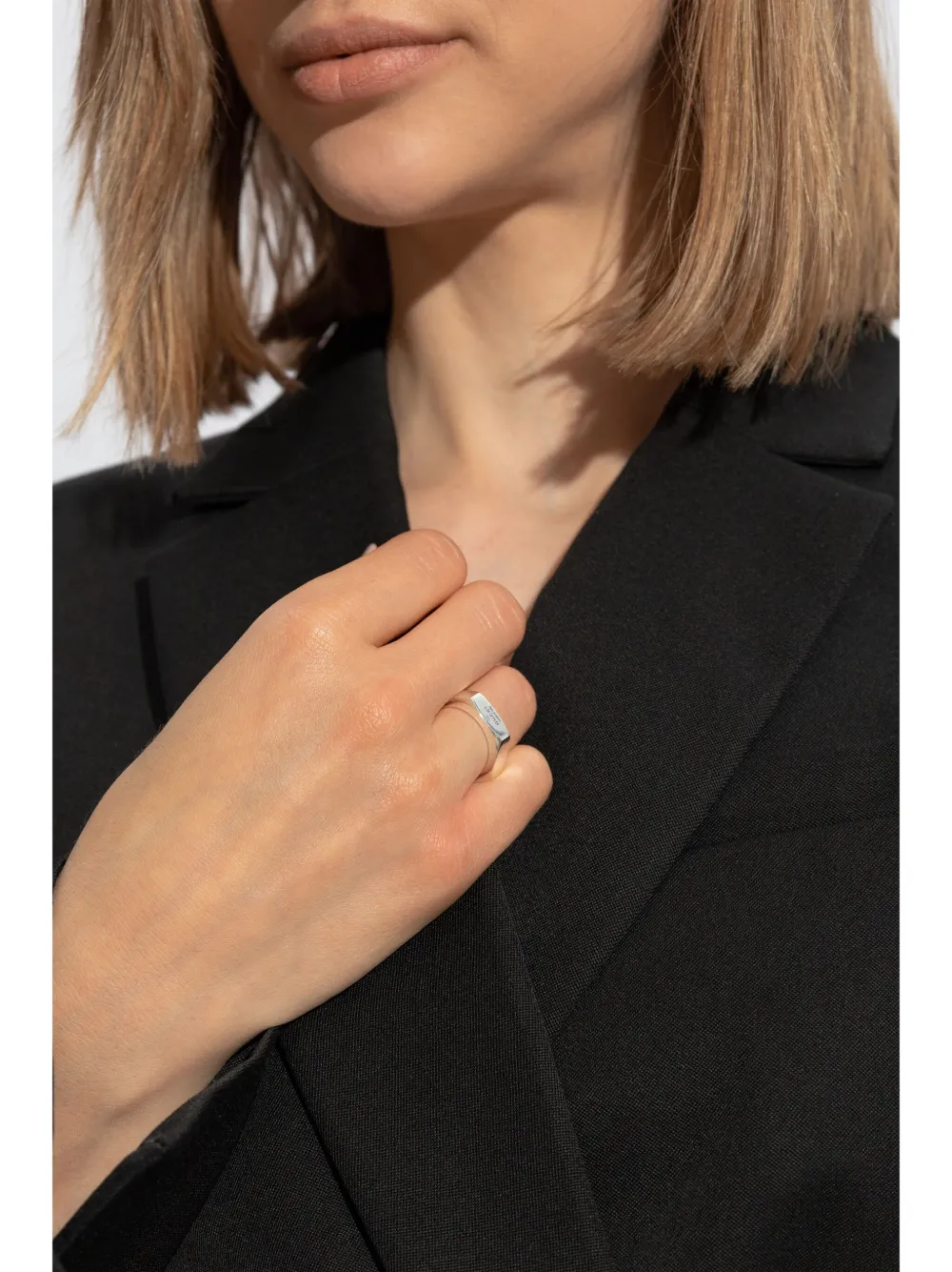 Gucci logo-engraved ring - Zilver