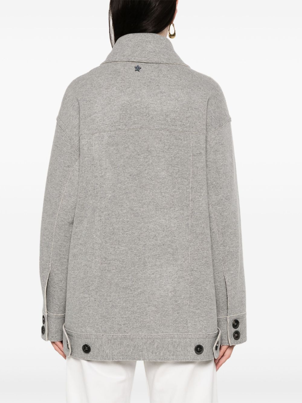 Shop Lorena Antoniazzi Knitted Shirt Jacket In Grey