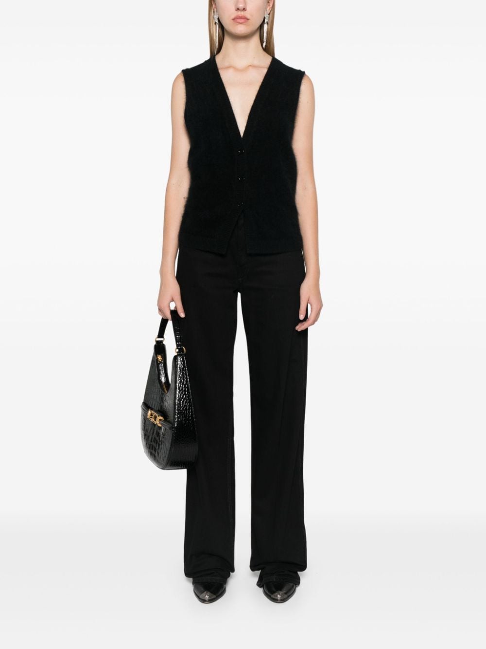 Shop Dorothee Schumacher Textured Cashmere Top In Black