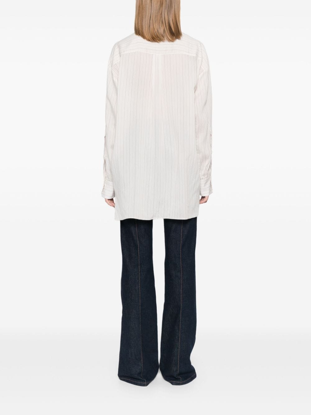 Shop Dorothee Schumacher Scarf-detail Striped Blouse In White