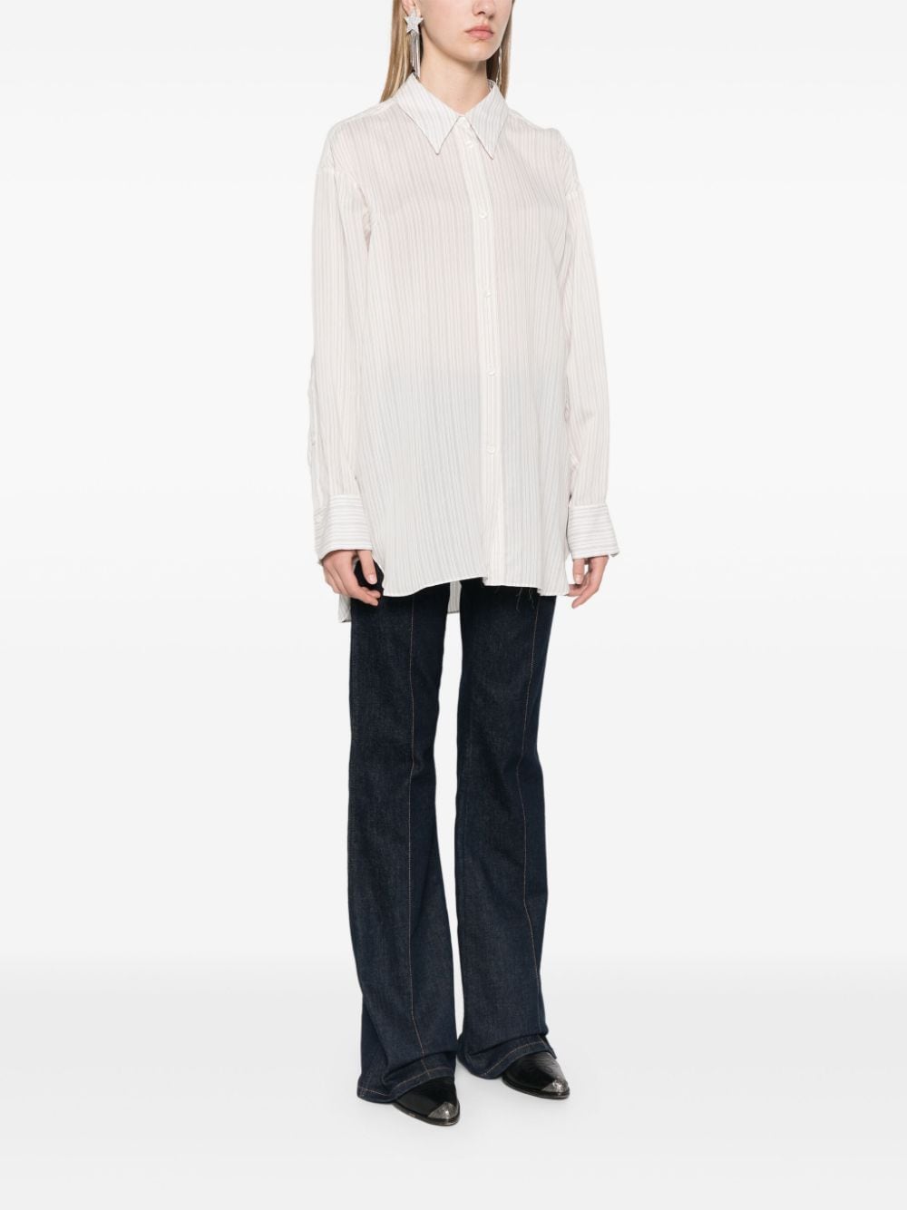 Shop Dorothee Schumacher Scarf-detail Striped Blouse In White