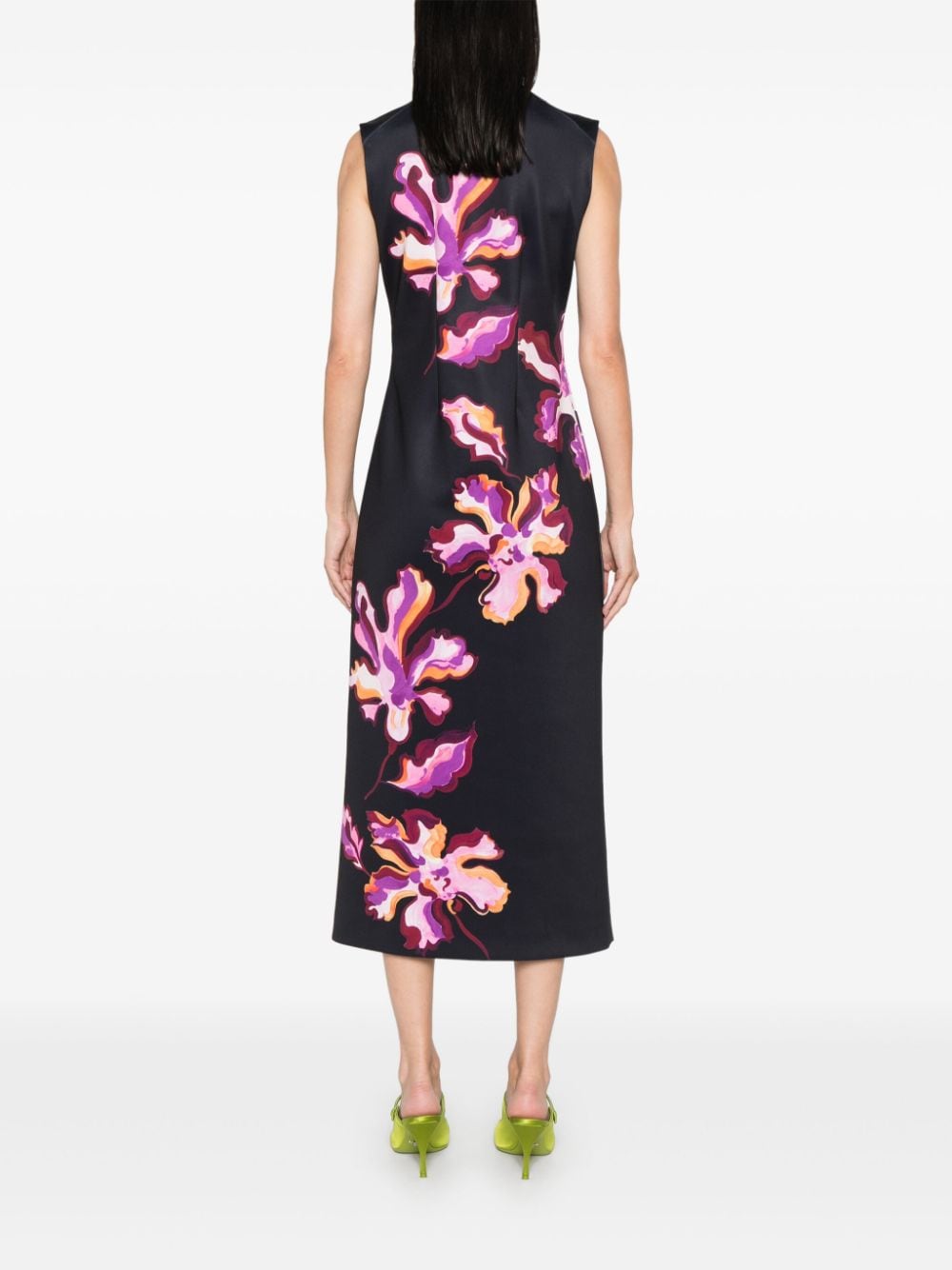 Shop Dorothee Schumacher Flame Flower Midi Dress In Black