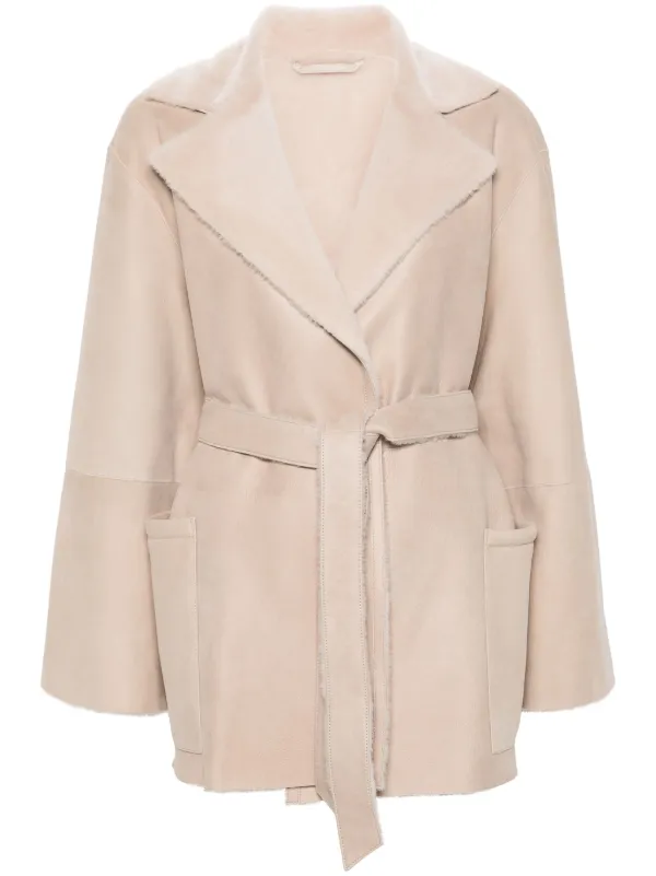 Manzoni 24 Leather Short Coat Neutrals FARFETCH CA