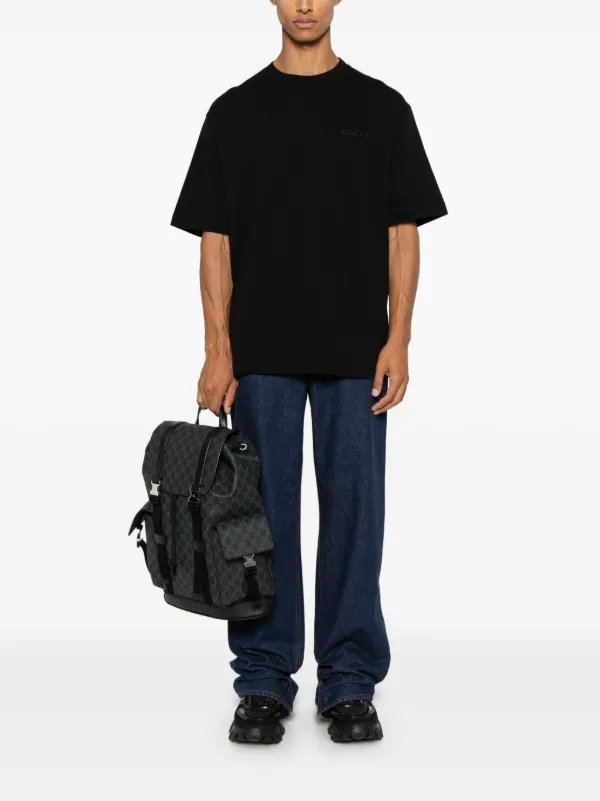 Gucci logo-embroidered Cotton T-shirt | Black | FARFETCH