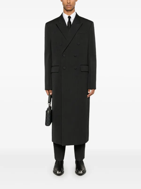 Gucci Ancora Embroidered Wool Coat | Grey | FARFETCH CA