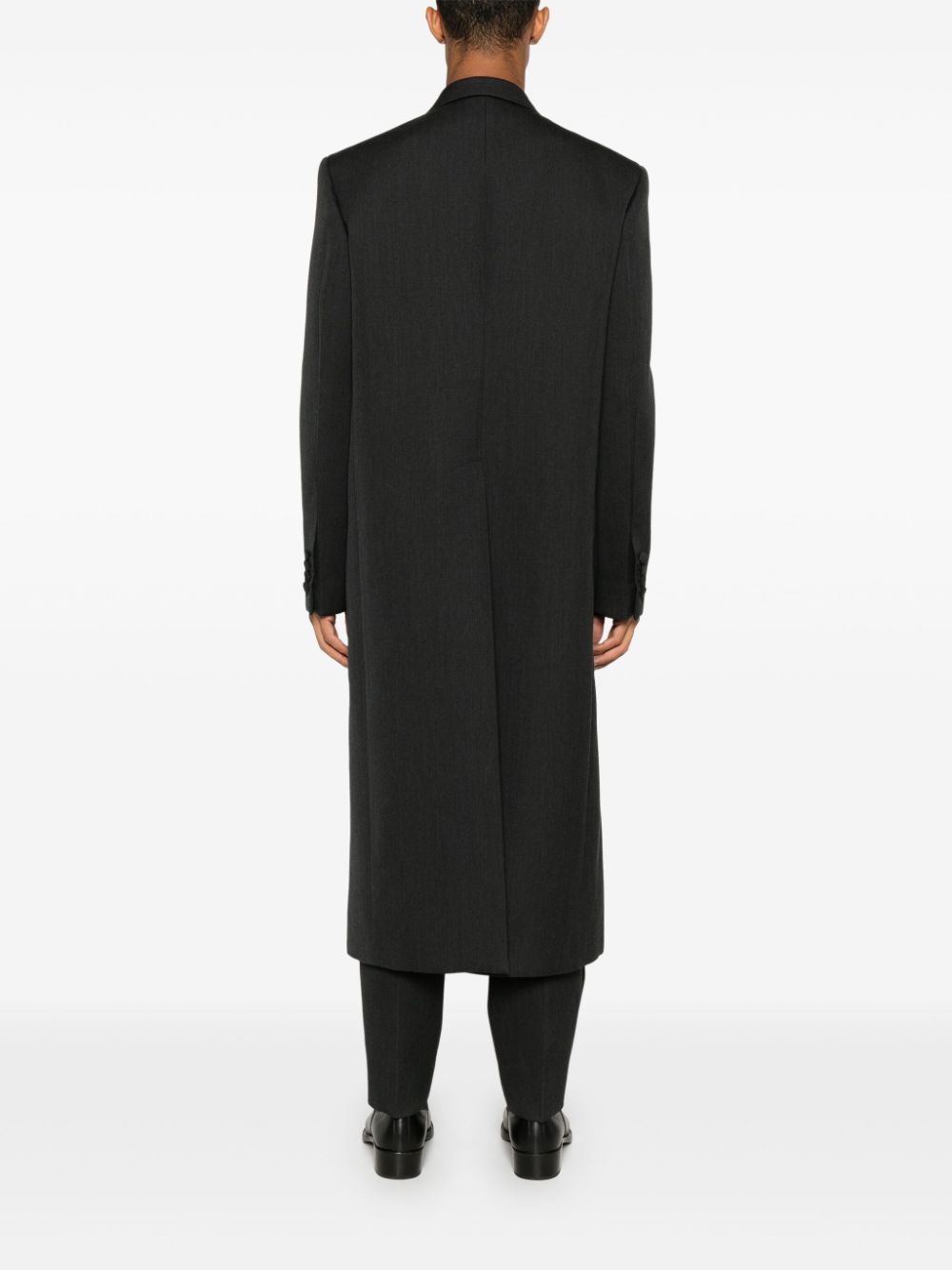 Shop Gucci Ancora Embroidered Wool Coat In Grey