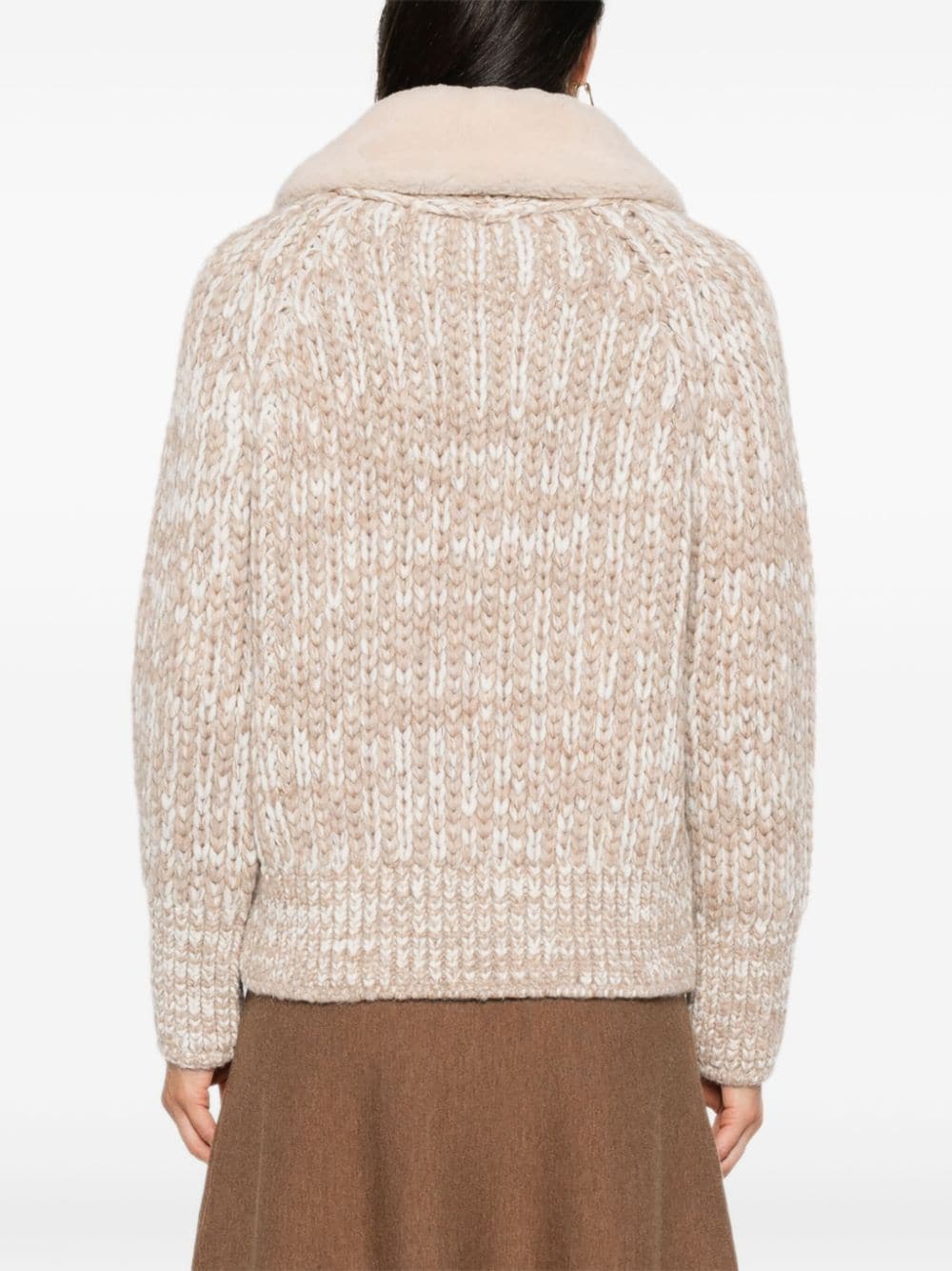 Shop Ermanno Scervino Chunky-knit Jacket In Braun