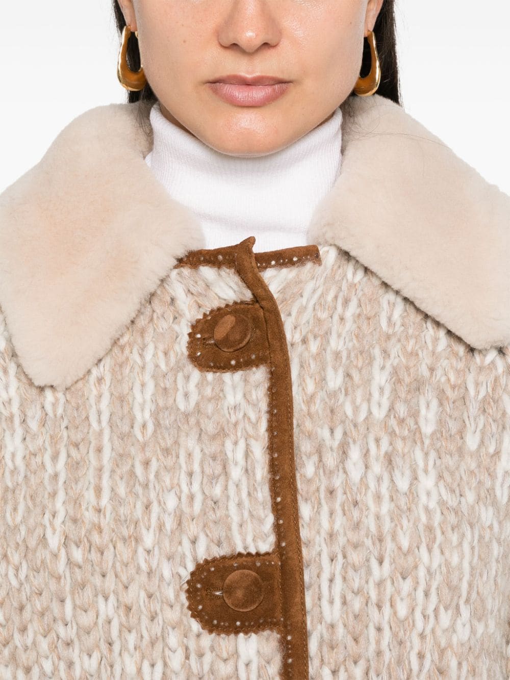 Shop Ermanno Scervino Chunky-knit Jacket In Braun