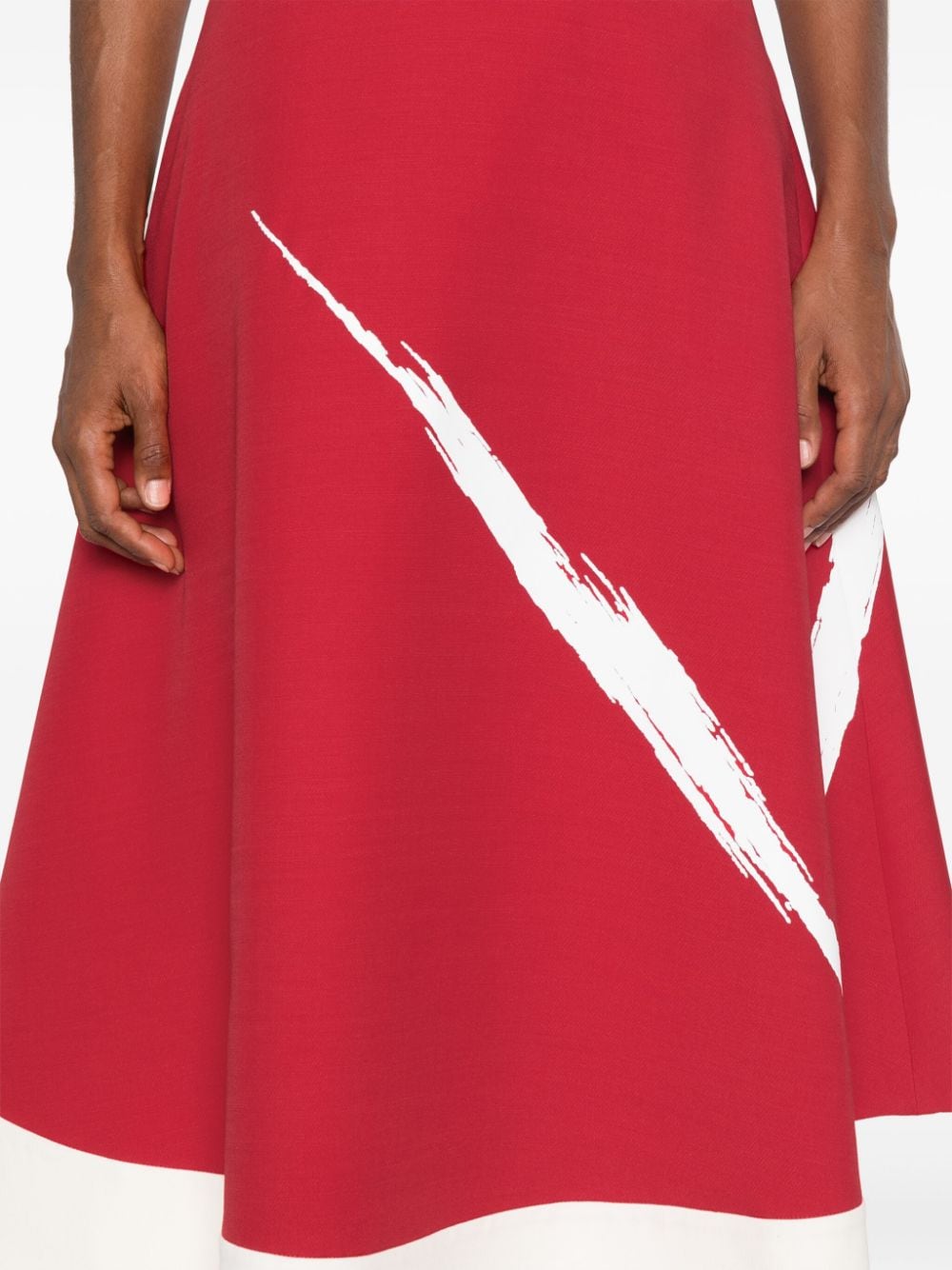 Shop Valentino Paint Splatter-detail Midi Skirt In Red