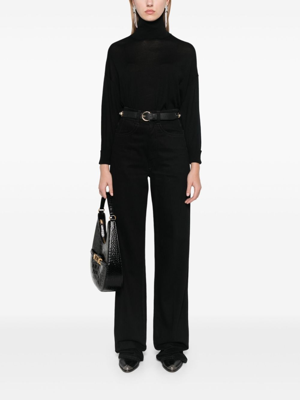 Shop Dorothee Schumacher Merino Wool Roll-neck Jumper In Black