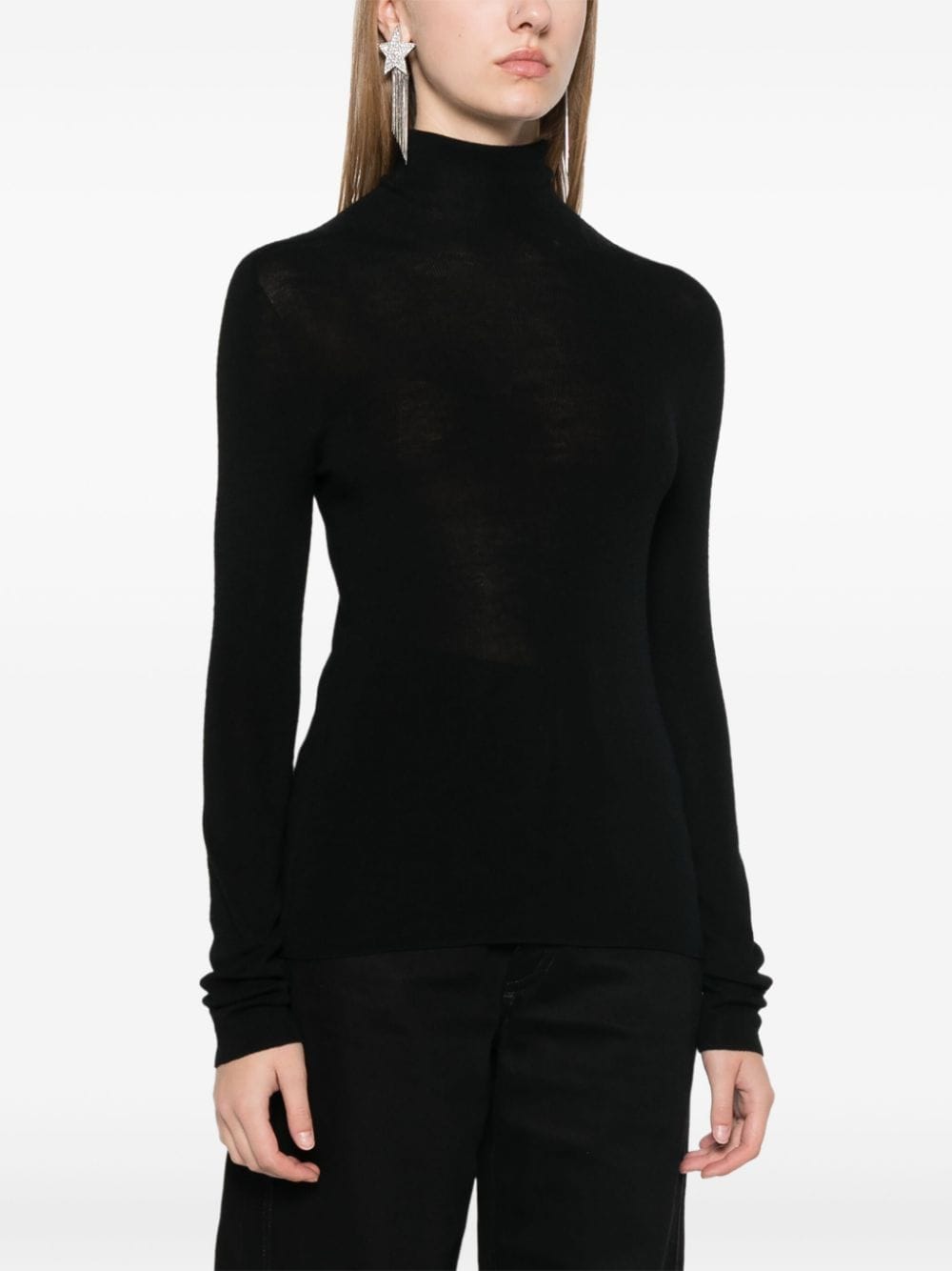 Shop Dorothee Schumacher Fine-ribbed Roll-neck Jumper In Black