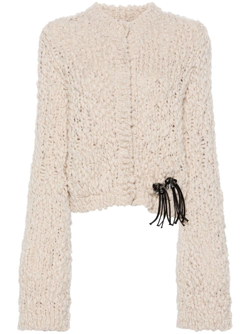 textured cropped cardigan