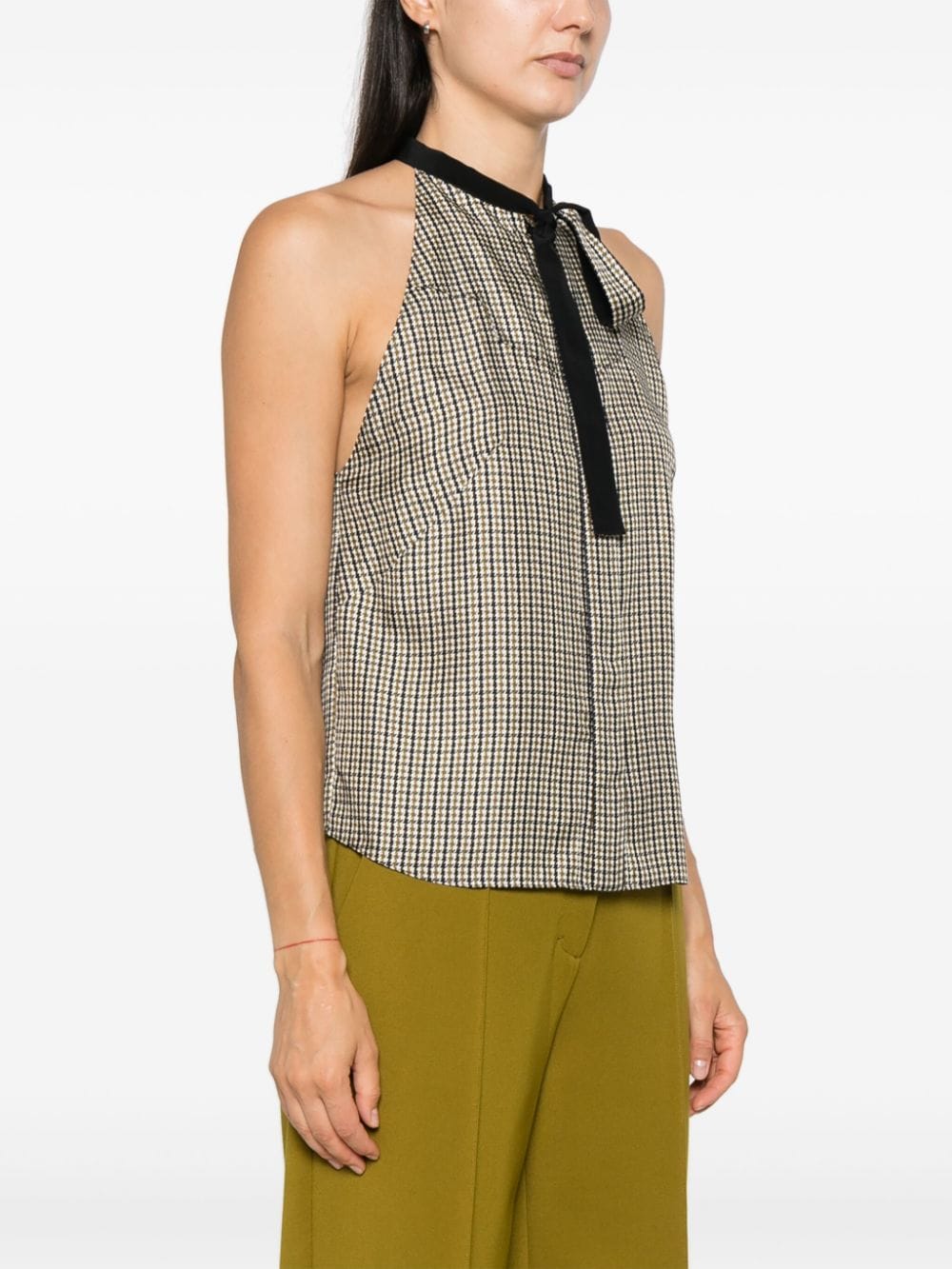 Shop Dorothee Schumacher Checked Coolness Blouse In Neutrals