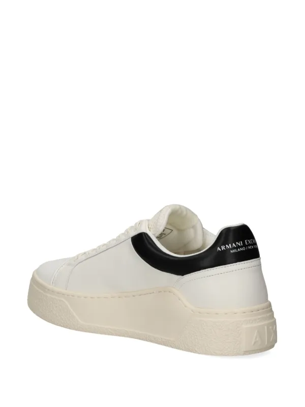 Armani Exchange logo-print Leather Sneakers | White