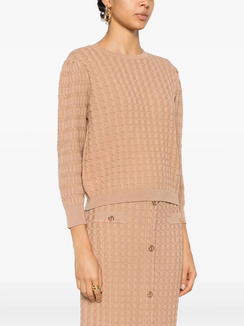 TWINSET Kabelgebreide trui Beige