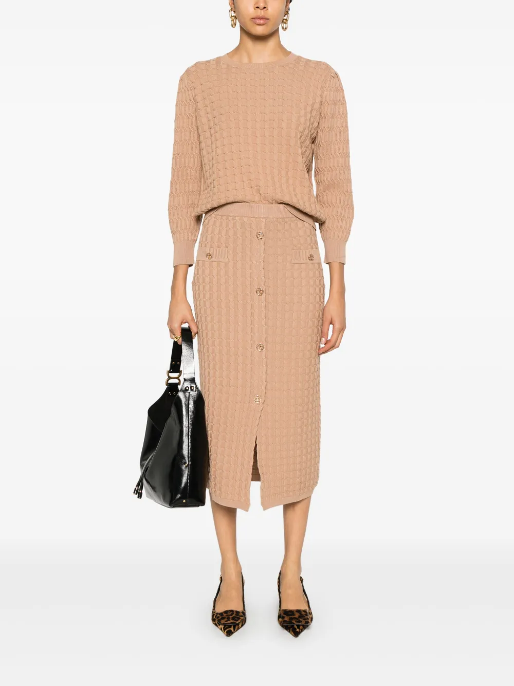 TWINSET Kabelgebreide trui - Beige